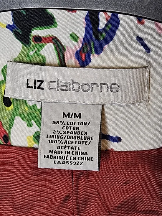 NWOT Liz Claiborne Women's White Floral Blazer Size M Red Lining Colorful Jacket - Picture 2 of 15